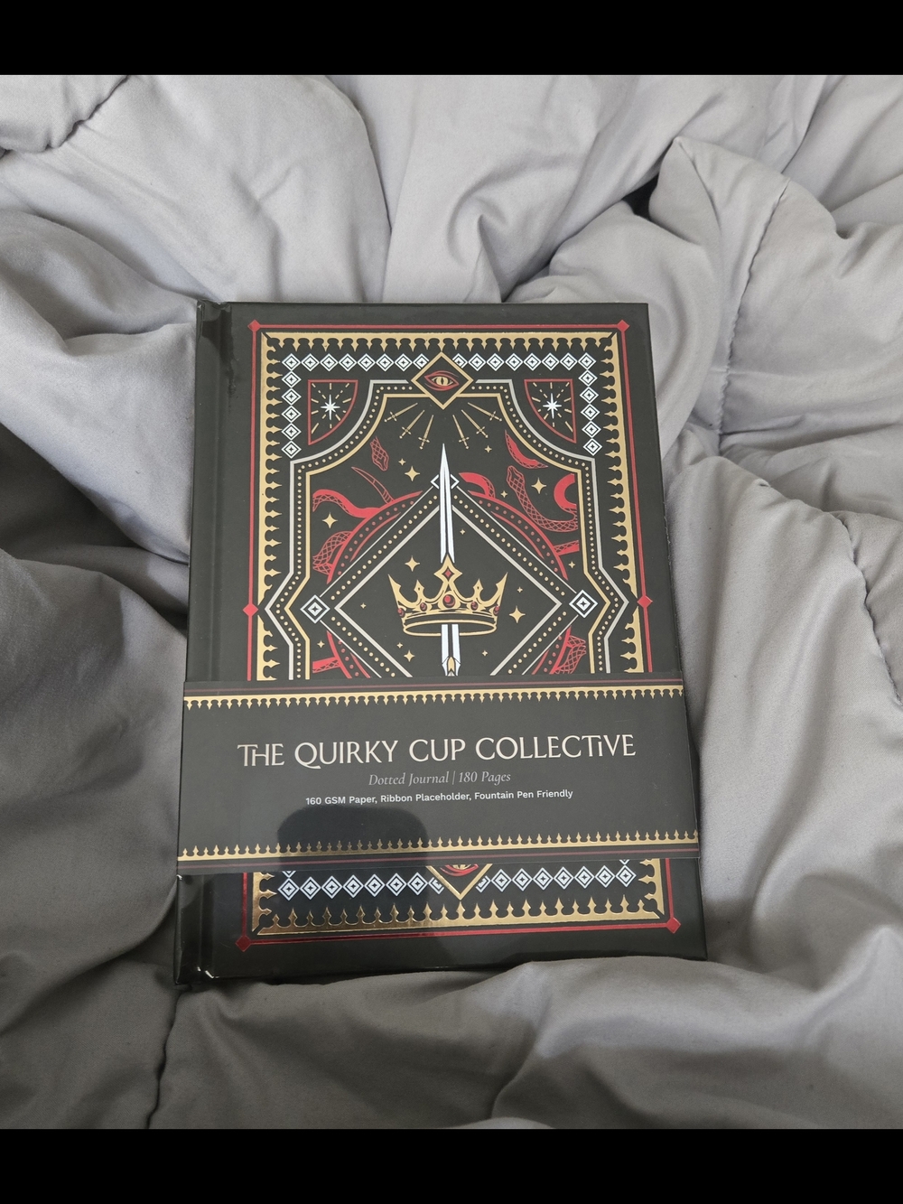 The Quirky Cup Collective Dotted Journal - Black, Gold & Red